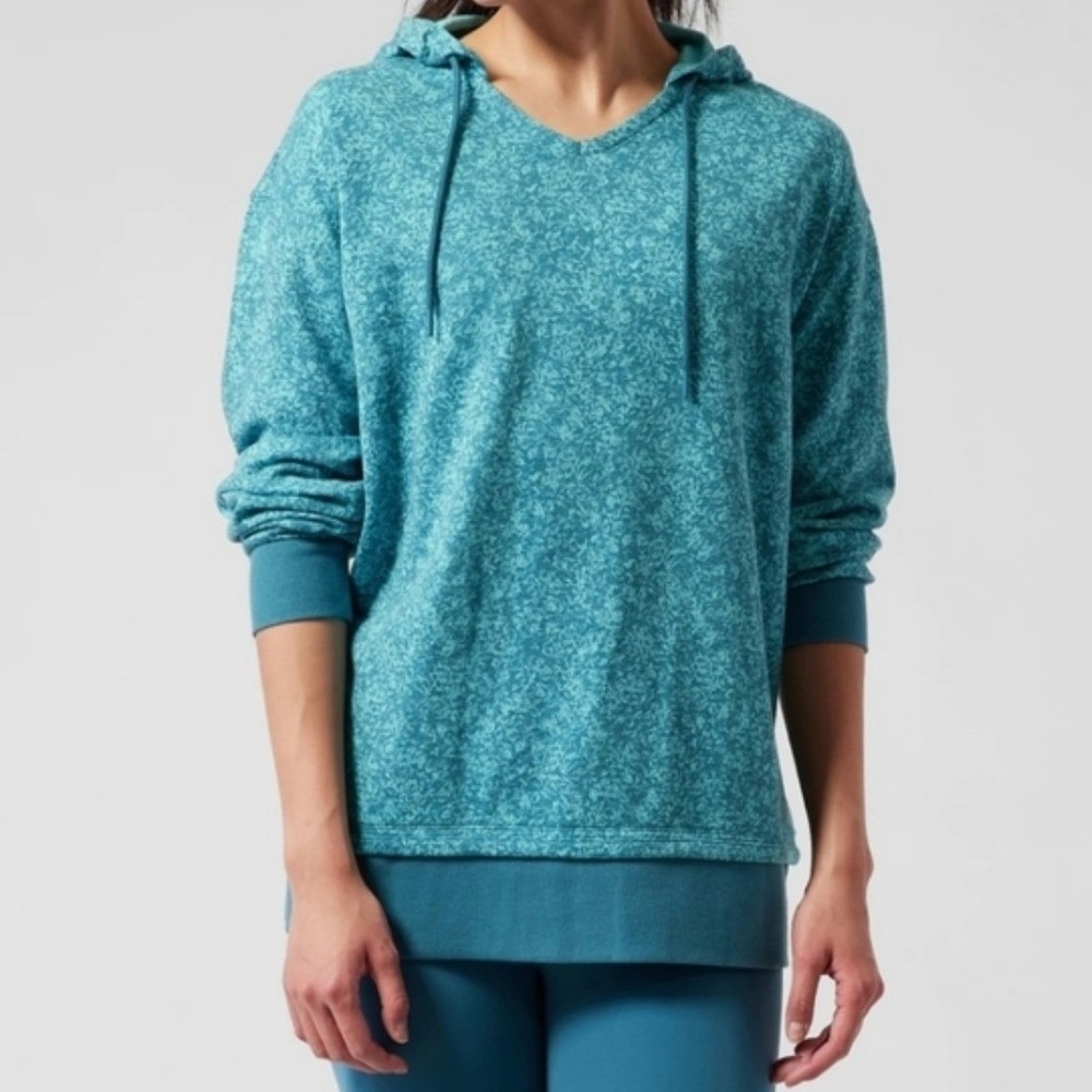 Athleta Sundown Alliance Oversized Hoodie Blue Abstract Pullover‎ XS Athleisure